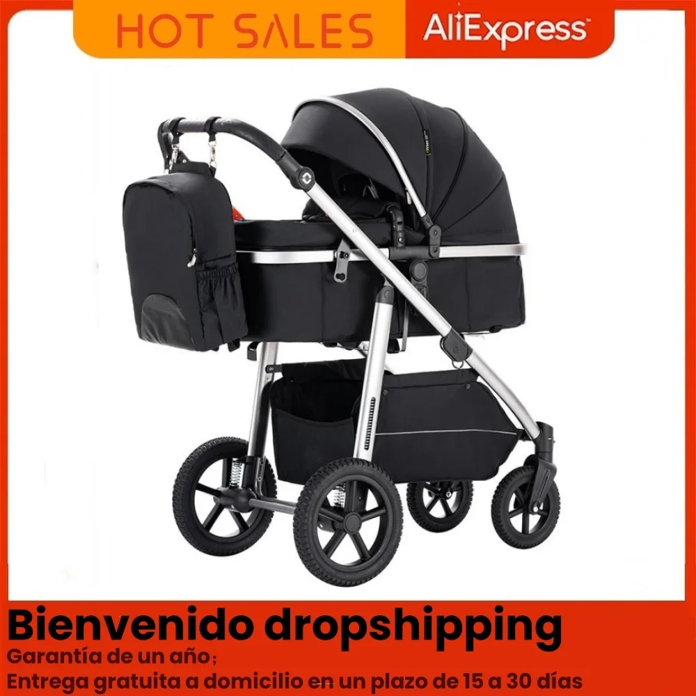 Carrinho de bebê Cochecito de bebé de cuatro ruedas, Cochecito de bebé de alto paisaje terrestre para bebés de 0 a 3 años, 1 año de garantía de calidad