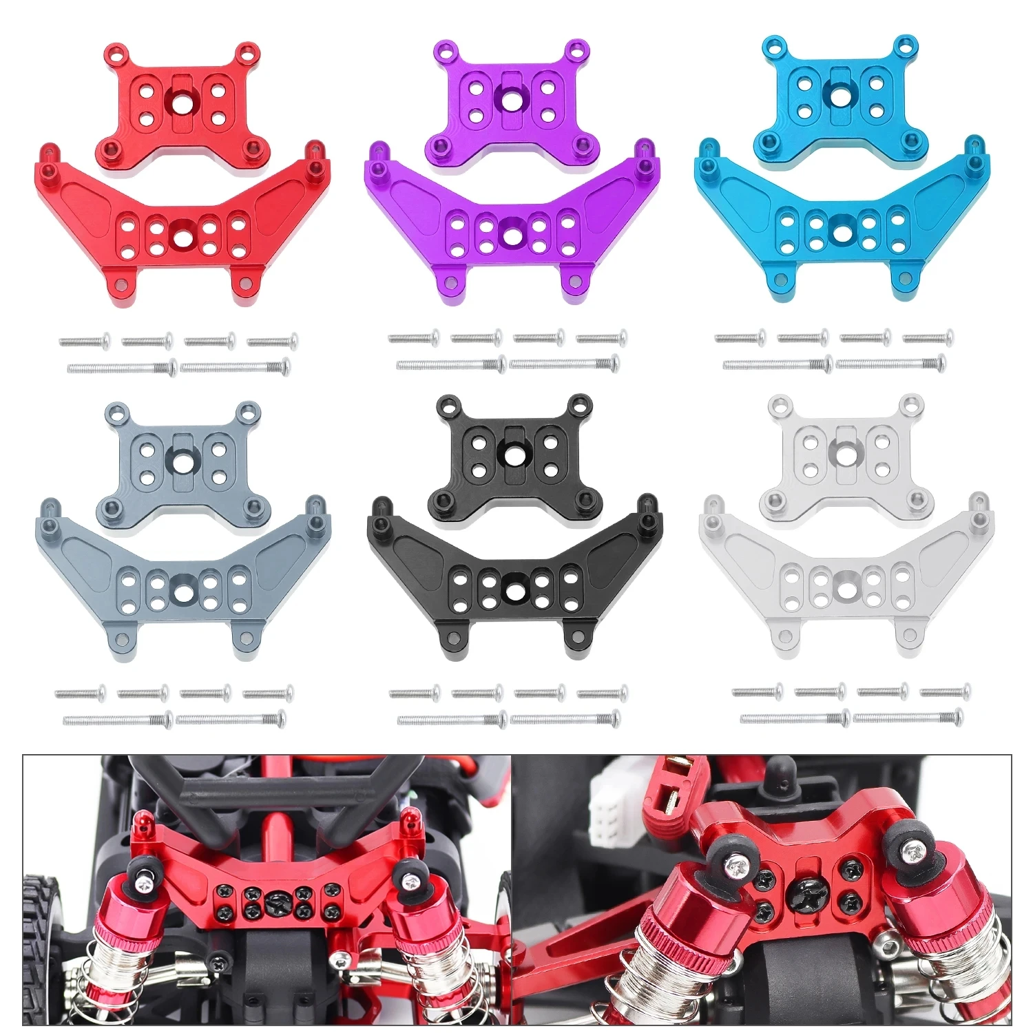 Soporte de amortiguador de enlace de dirección de Metal, brazo de suspensión frontal superior e inferior para MJX 14303, 14302, 14301, 1/14, pieza de coche RC - imagen 2