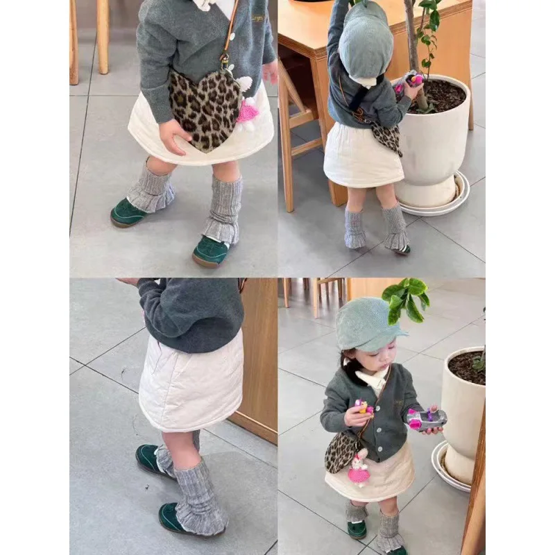 1 par INS coreano Casual cálido calentadores de piernas de punto para niños niña Color sólido volante pila calcetín Otoño Invierno cálido calcetín al aire libre - imagen 4