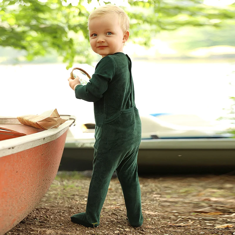 AA-bata acanalada de terciopelo y otoño e invierno para niños y niñas, ropa a juego para la familia, mameluco para bebé, camisón para niña con estampado floral acanalado - imagen 5