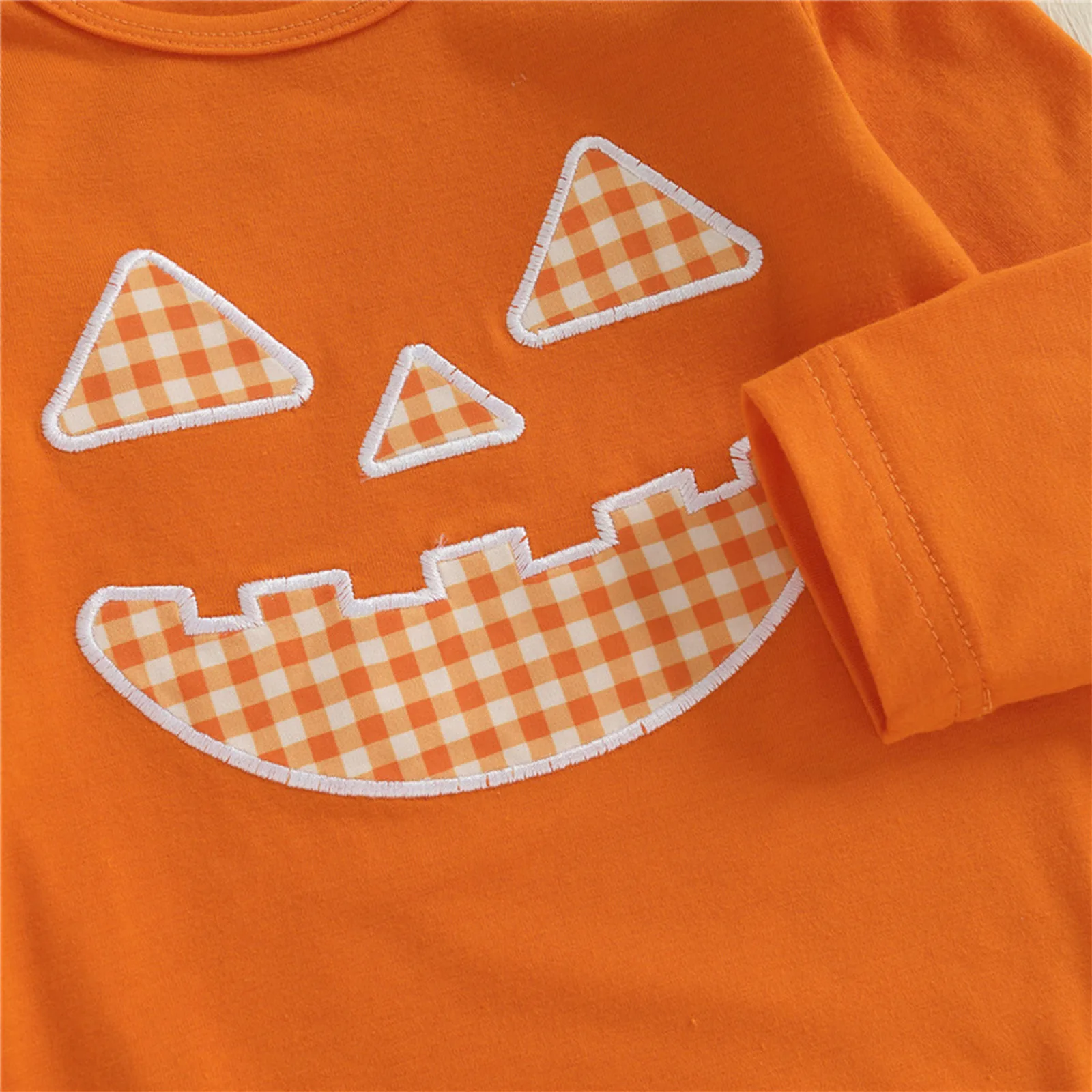 Pelele bebé Halloween de manga larga con volantes y falda a cuadros - imagen 4