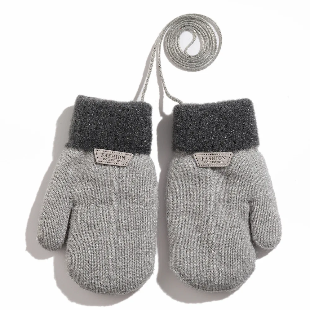 Guantes de lana de invierno para bebé, manoplas tejidas con forro de felpa para niños, guantes sin dedos con cuello Halter y manos cálidas, accesorios para niñas y niños de 1 a 6 años - imagen 4