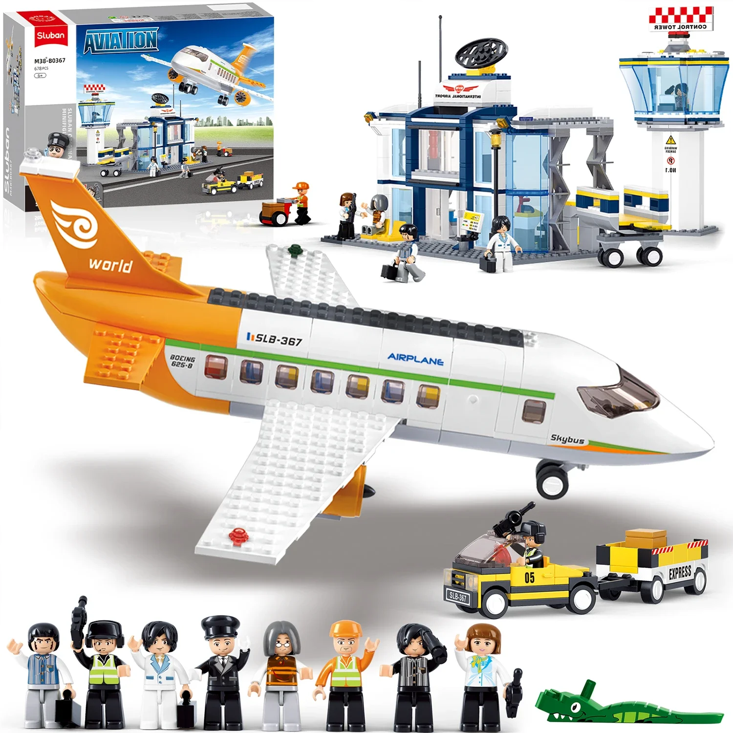 Bloques de construcción de aeropuerto internacional para niños, consola de avión de pasajeros, Terminal de avión, modelo de ladrillo, juguete para regalo educativo DIY, 678 Uds.