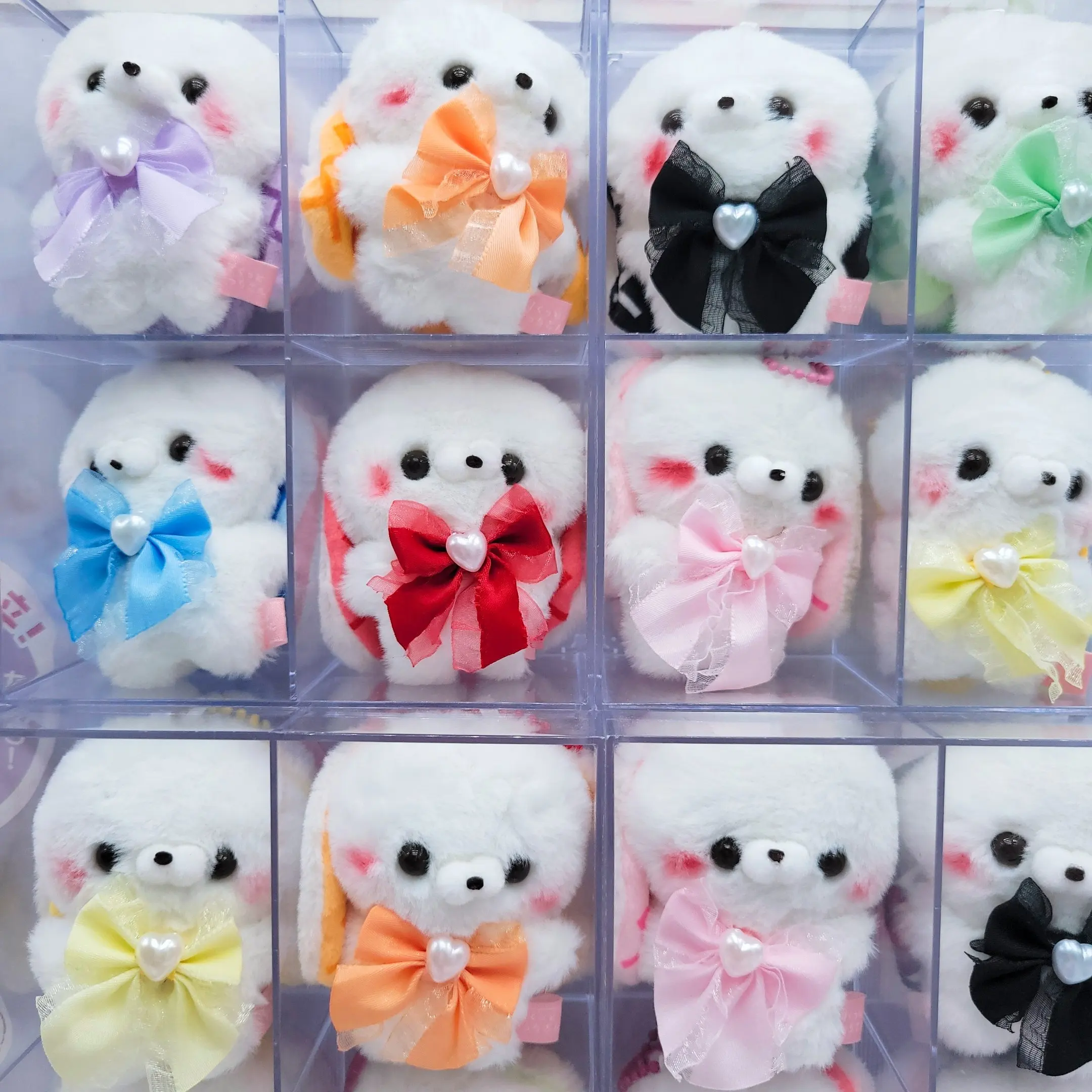 Juguete de peluche grito, bonito conejo Sukutto Tatchisan White Holic Lop de pie, lazo de cinta de encaje, colgante de cadena de bola de cola esponjosa de 7cm - imagen 5