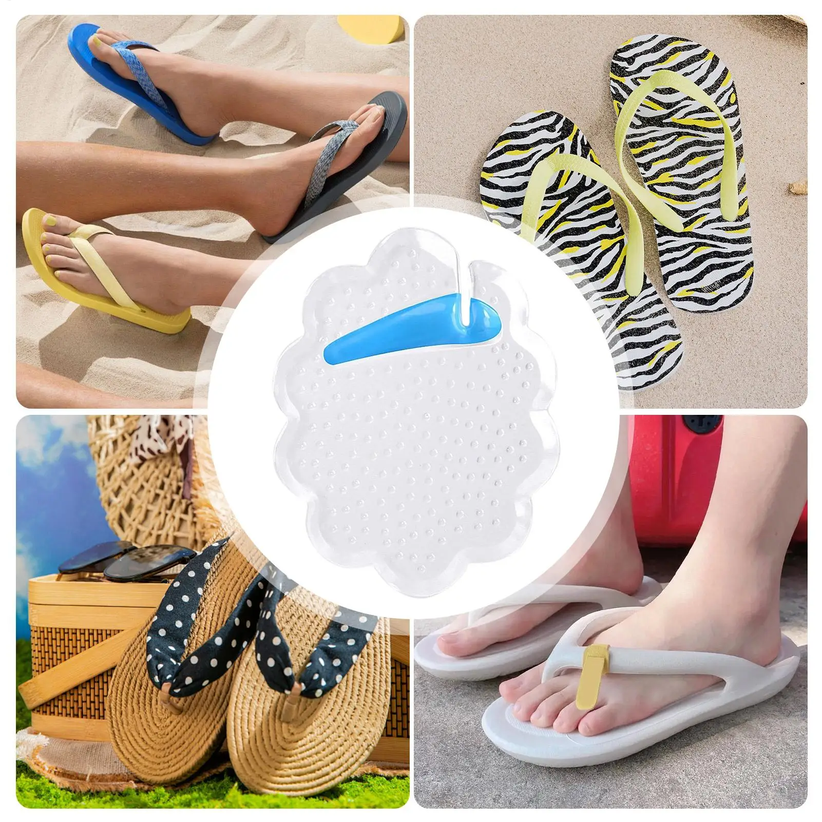 Protectores de dedos de sandalias tipo Tanga entre los dedos de los pies, almohadillas transparentes absorbentes de golpes, soporte de separadores lavables autoadhesivos - imagen 5