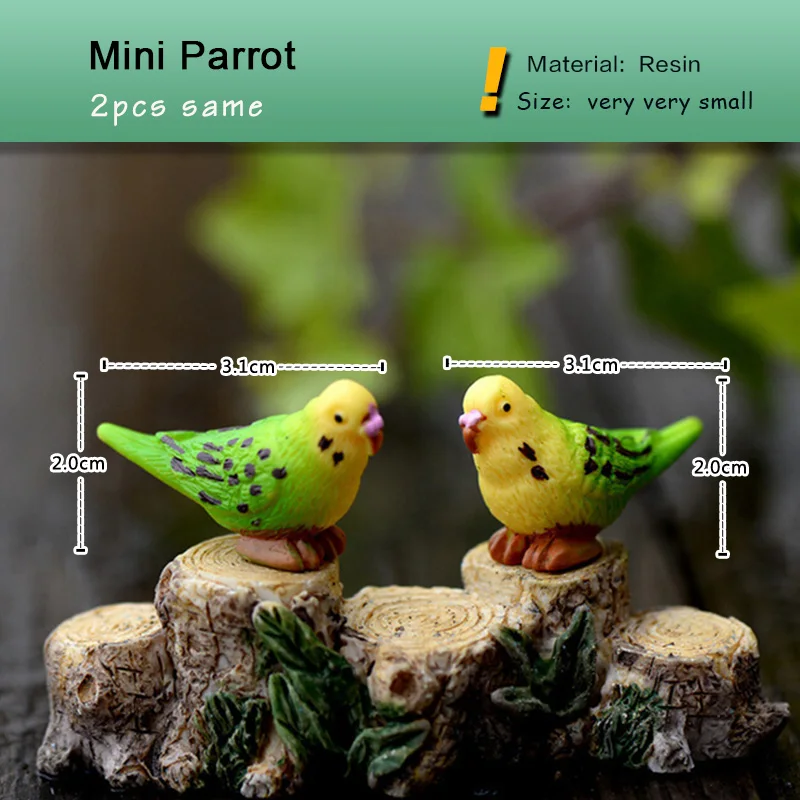 Pássaro Gaviota loro estatuilla en miniatura decoración Mini loros pájaros Hada jardín estatua de Animal simulación artesanía de resina hogar coche - imagen 4