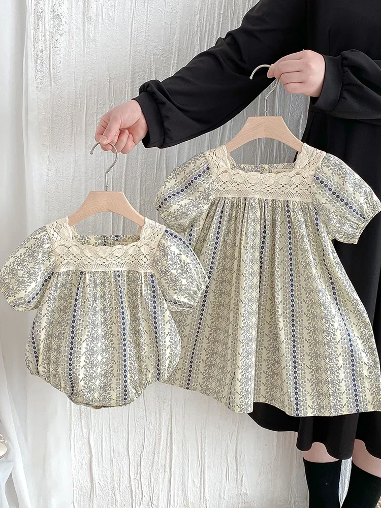 Mono encaje floral vintage para bebé niña verano - imagen 2