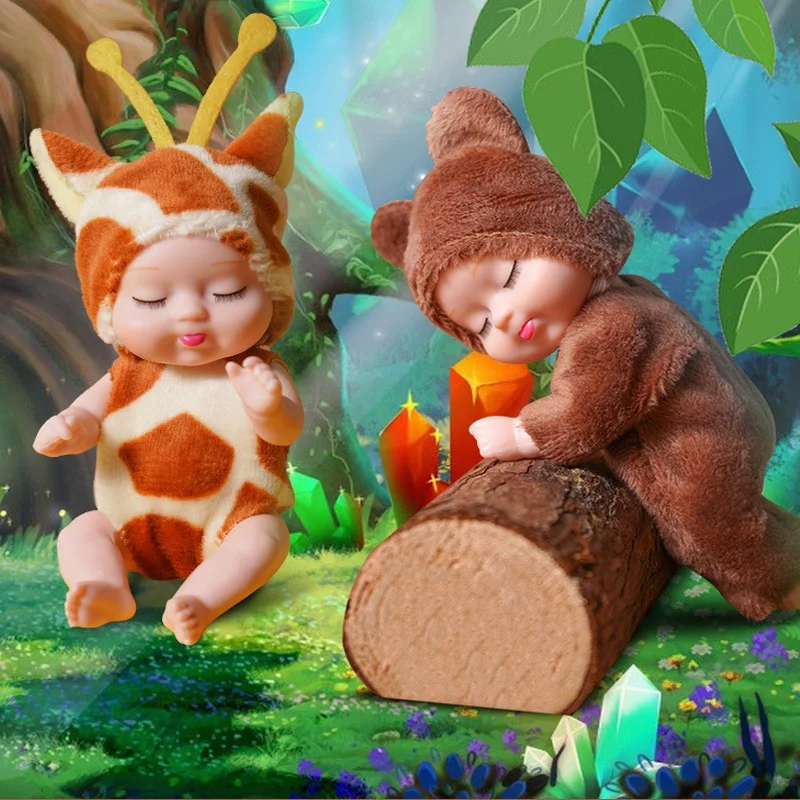 1pcs11cm muñeca durmiente nueva moda simulación muñeca de renacimiento mini muñeca linda animal de dibujos animados juguete para bebé regalo de cumpleaños para niños - imagen 3