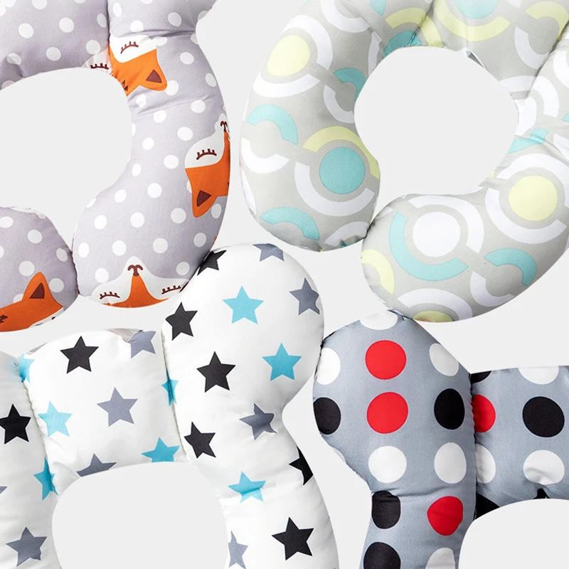 Nuevos almohadas para dormir en forma de U suaves de algodón con dibujos animados para niños, cochecito de bebé, almohada para niños, almohada funcional para cochecito de bebé - imagen 5