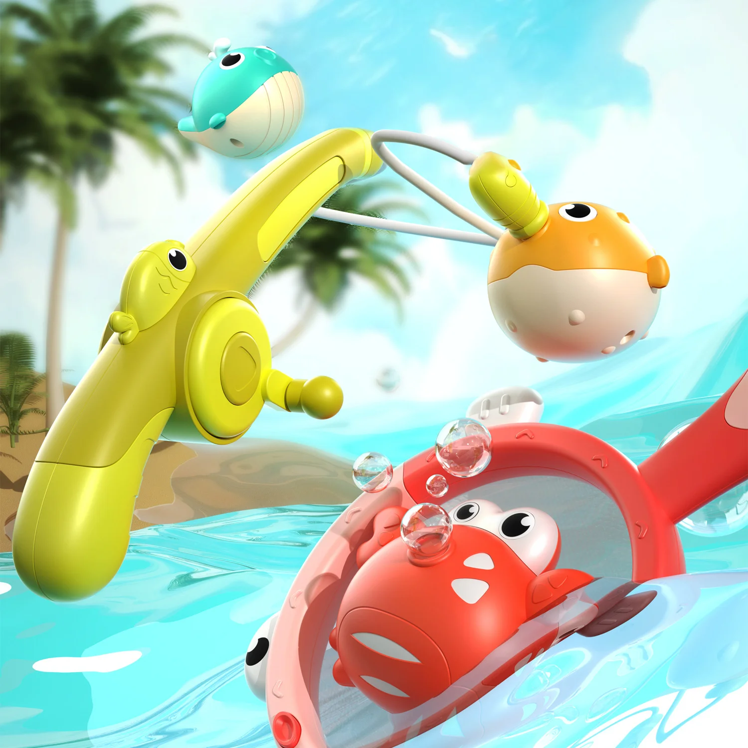 Juego de juguetes de baño para bebés, juegos de pesca magnéticos, red de pesca, luz LED, bañera, juguetes de agua flotantes para niños, regalo para niños - imagen 5