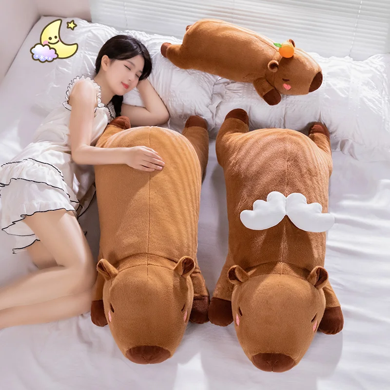 Peluche capibara kawaii – Cojín largo de felpa para bebés - imagen 5
