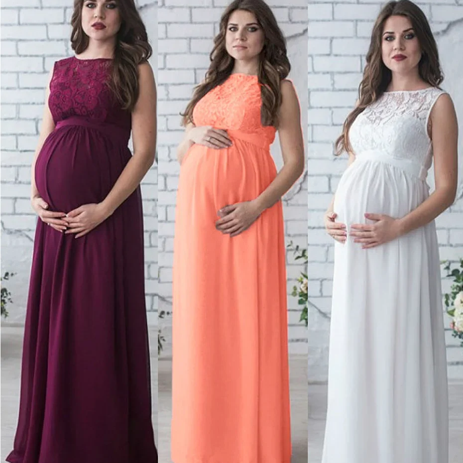 Maxivestido maternidad encaje para fotos embarazo - imagen 3