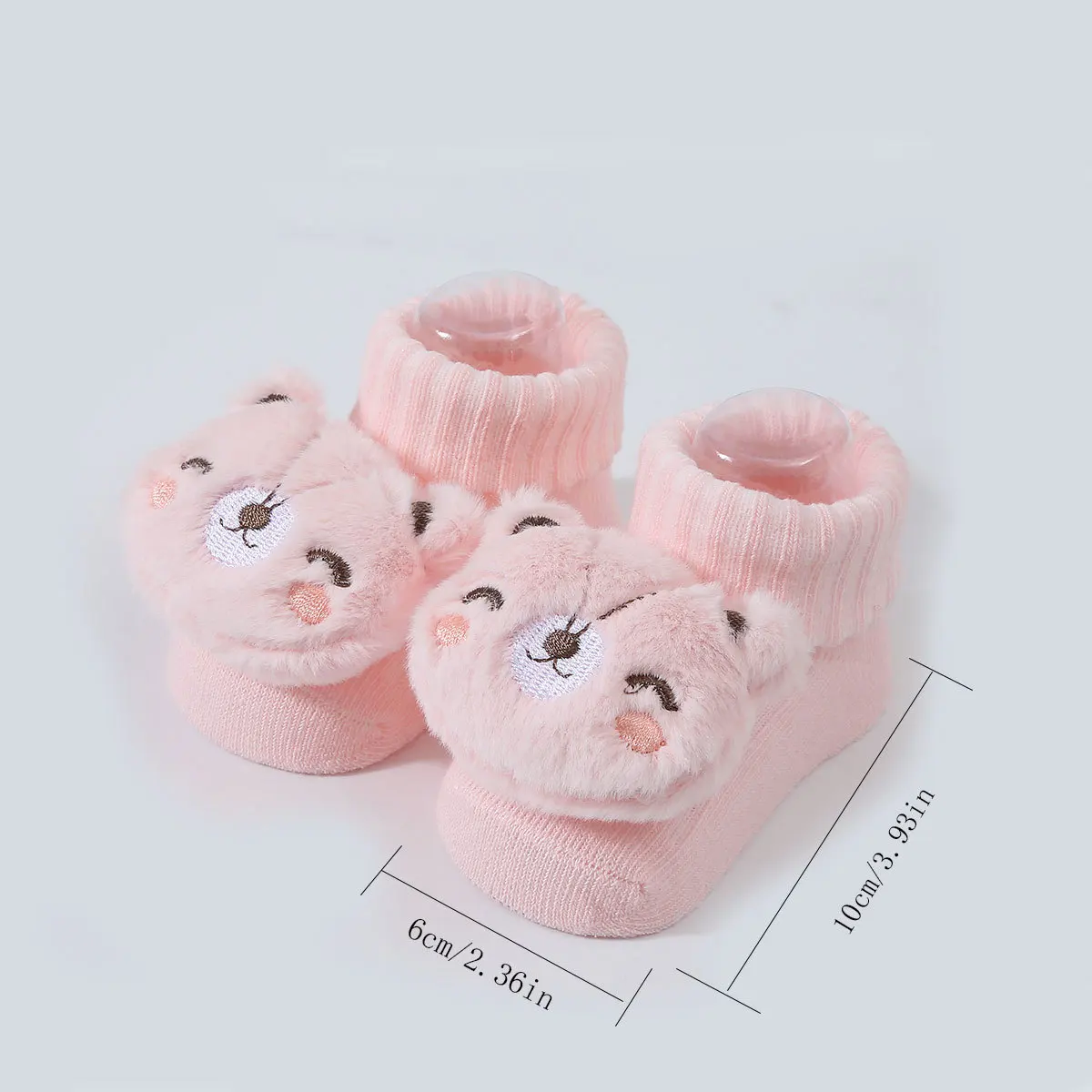 Calcetines bonitos de muñeca de dibujos animados para recién nacido, calcetín de punto suave y liso para bebé, calcetines de suelo tejidos para niñas y niños - imagen 4