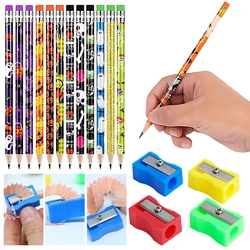 Juego de papelería con temática de Halloween, 24 Uds., lápices HB, sacapuntas manuales de un solo orificio, papelería bonita, regalo, suministros escolares de oficina ZYF
