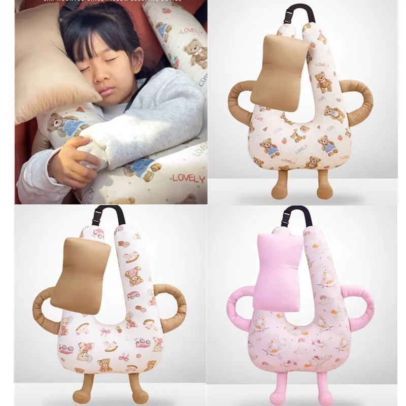 Nuevo asiento de coche de seguridad para niños, almohada con soporte para la cabeza, cojín de algodón con dibujos animados, asiento de viaje para bebé, soporte para el cuello, almohadilla para reposacabezas