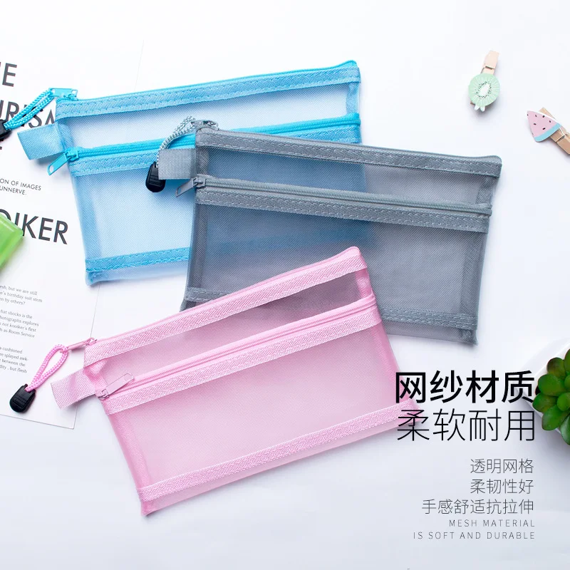 Bolsa de información de doble malla, almacenamiento de rompecabezas multifuncional, cremallera, papel de prueba para estudiantes, bolsa para documentos y archivos