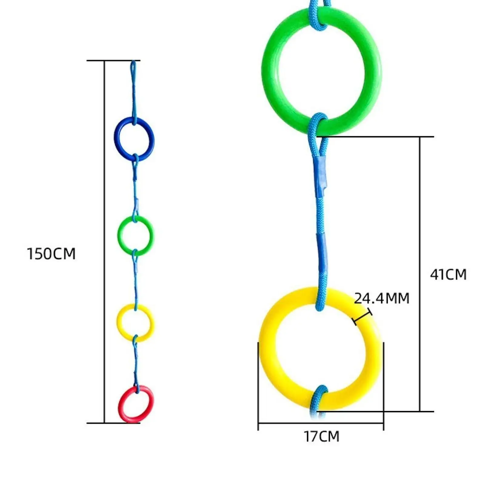 Exercise Rope Children Ring Climbing Rope Versatile Practical Colorful Adjustable Playground Climbing Ring Set for Garden Gym