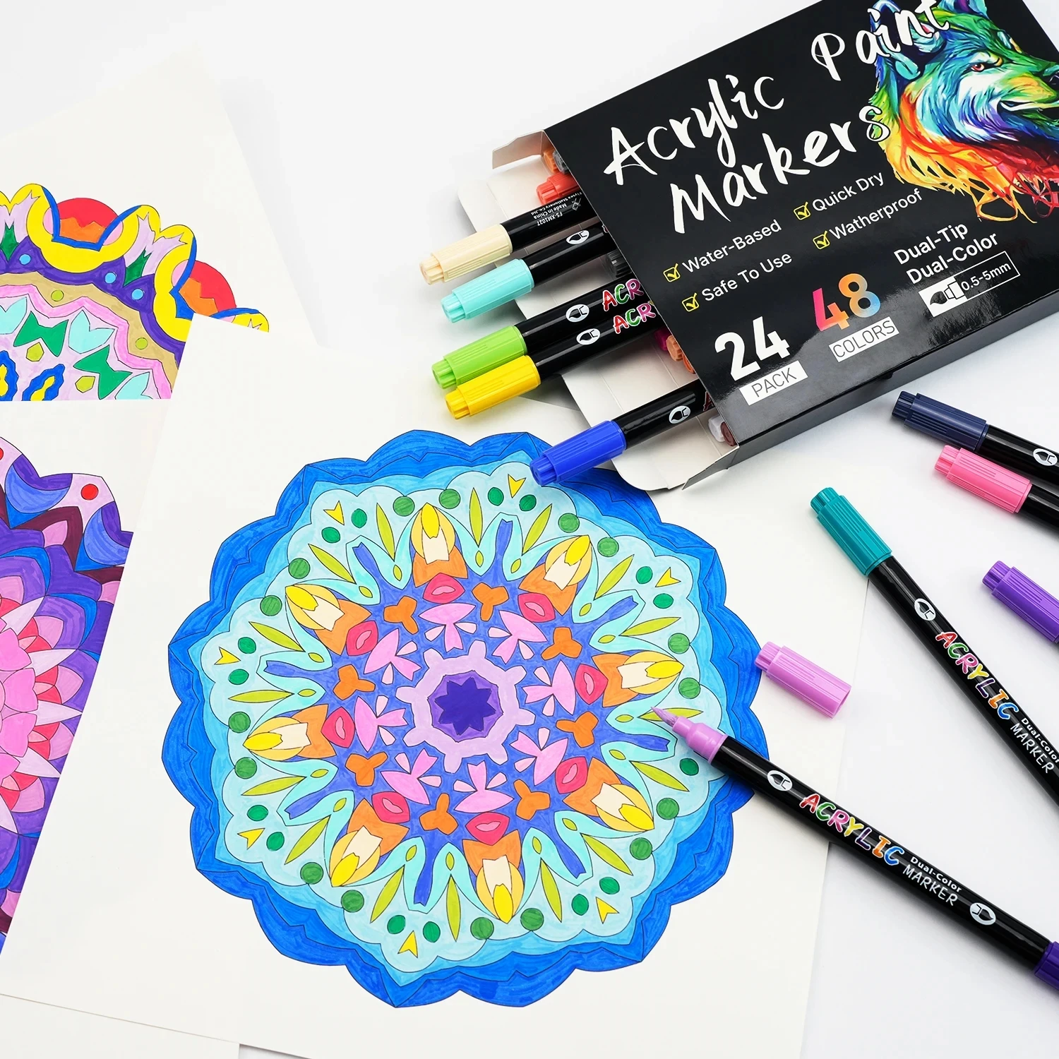 Rotuladores acrílicos doble punta para niños – Pintura sobre lienzo - imagen 5