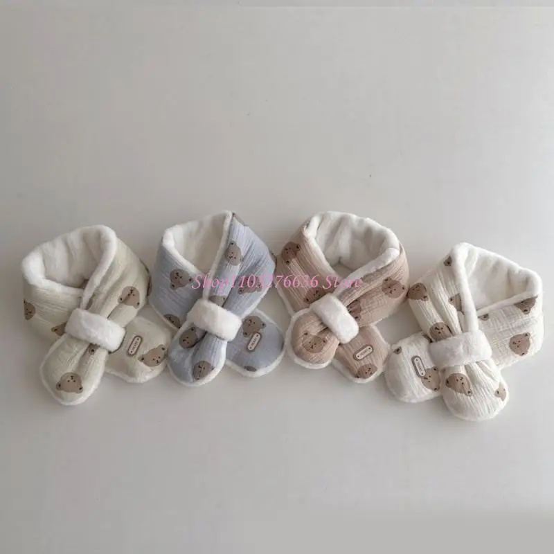 R6FD bufanda cálida invierno para niños, bufandas cálidas Unisex con patrón oso dibujos animados, silenciador largo, - imagen 5