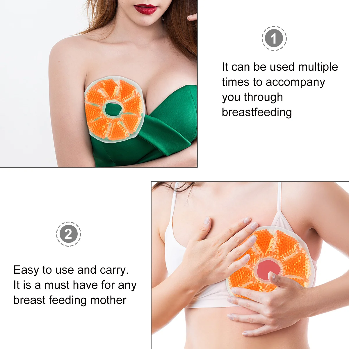 Paquetes de Gel para senos, terapia de calentamiento refrescante, paquete de hielo para lactancia, almohadillas para aliviar el dolor, almohadillas para amamantar, 2 uds. - imagen 3