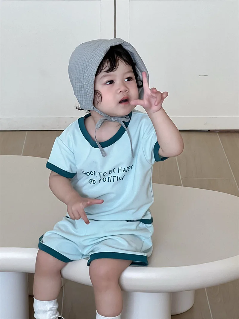 MILANCEL, nuevo conjunto de ropa de verano para bebé, 9M-3T, bonito traje de bloque de Color con letras para niñas, prendas de vestir finas y holgadas para niños pequeños, 2 uds.