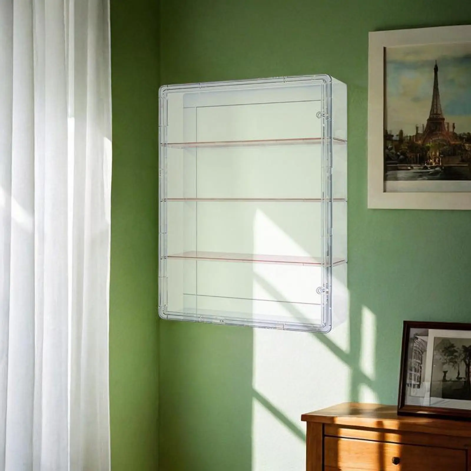 Display Case for Figures Organizer with Divider Wall Mount 4 Tiers Display Cabinet Doll Storage Box Showcase for Action Figures