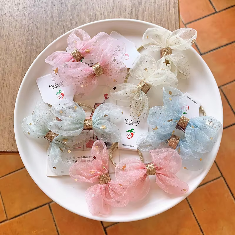 Bandas elásticas para niñas con encaje brillante – estrellas caramelo - imagen 3