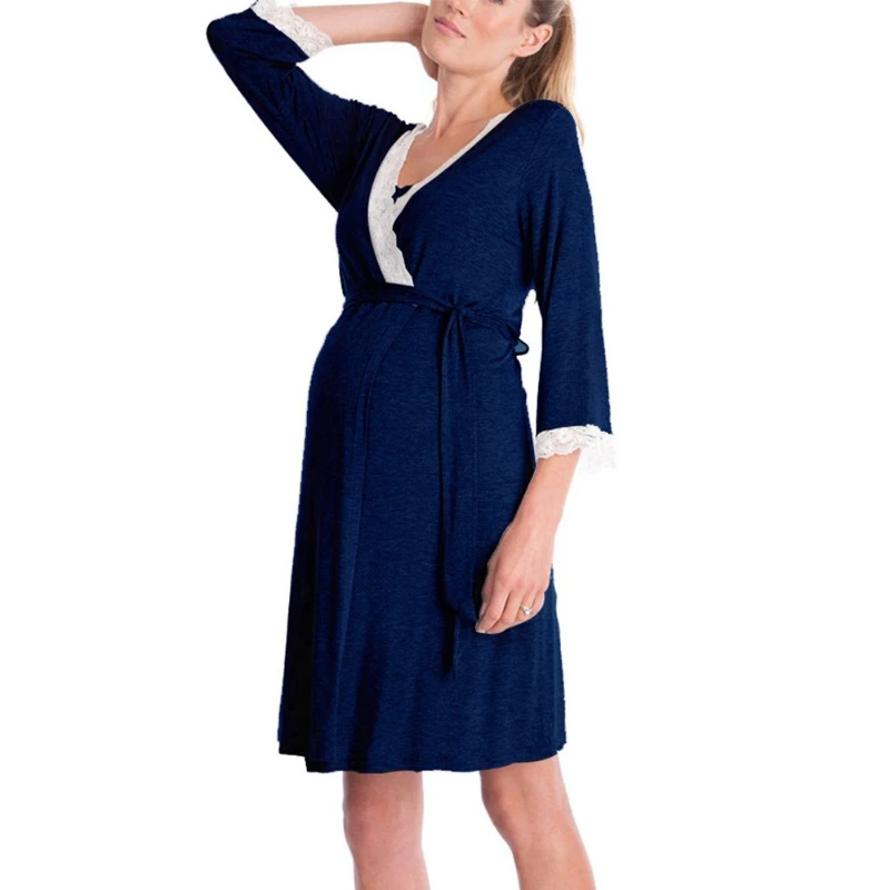Vestido premamá de encaje manga tres cuartos para embarazo - imagen 5