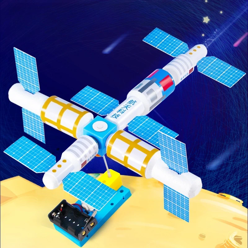 Modelo de estación espacial creativa, Kit de satélite educativo DIY, regalo de experimento científico divertido para estudiantes y niños, 1 Uds. - imagen 2