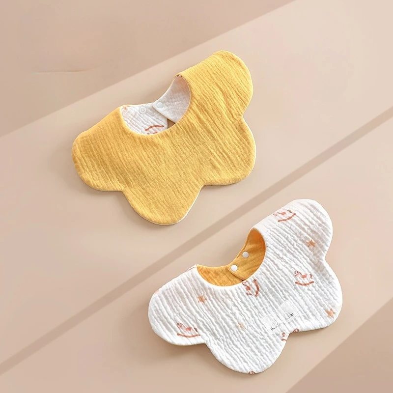 Babero de gasa reversible para recién nacido – pétalos - imagen 2