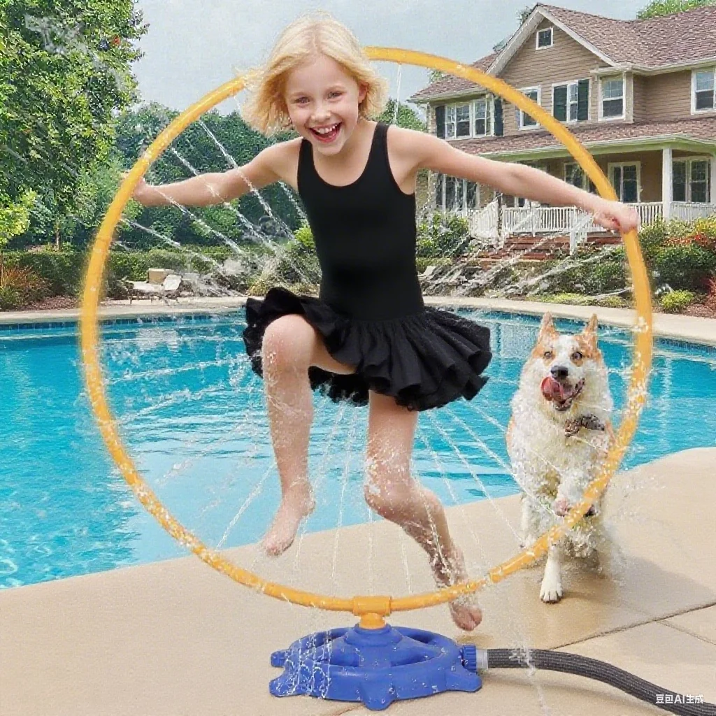 Aspersor de agua para niños, rotación de agua contra salpicaduras de 360 grados, juguetes de pulverización de agua redondos, juegos acuáticos al aire libre para patio trasero para niños y mascotas