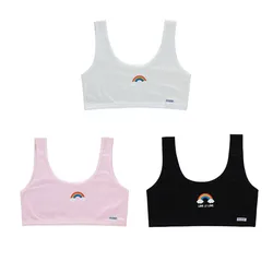 Ropa interior deportiva para pubertad para niñas, sujetador de entrenamiento de algodón inalámbrico para adolescentes, 3 piezas, 8-14 años