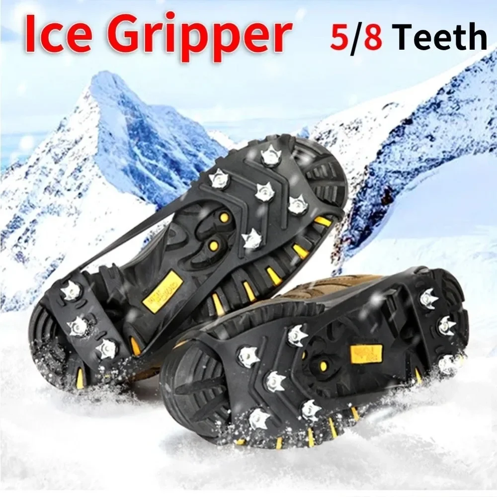 1 par nuevo 5/8 dientes pinza de hielo punta antideslizante Universal Spike Grips tacos Spike cubiertas de zapatos invierno al aire libre