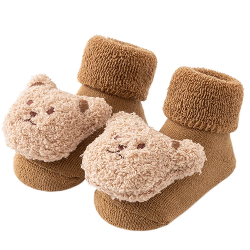 Calcetines antideslizantes de algodón para bebé con osito - imagen 3