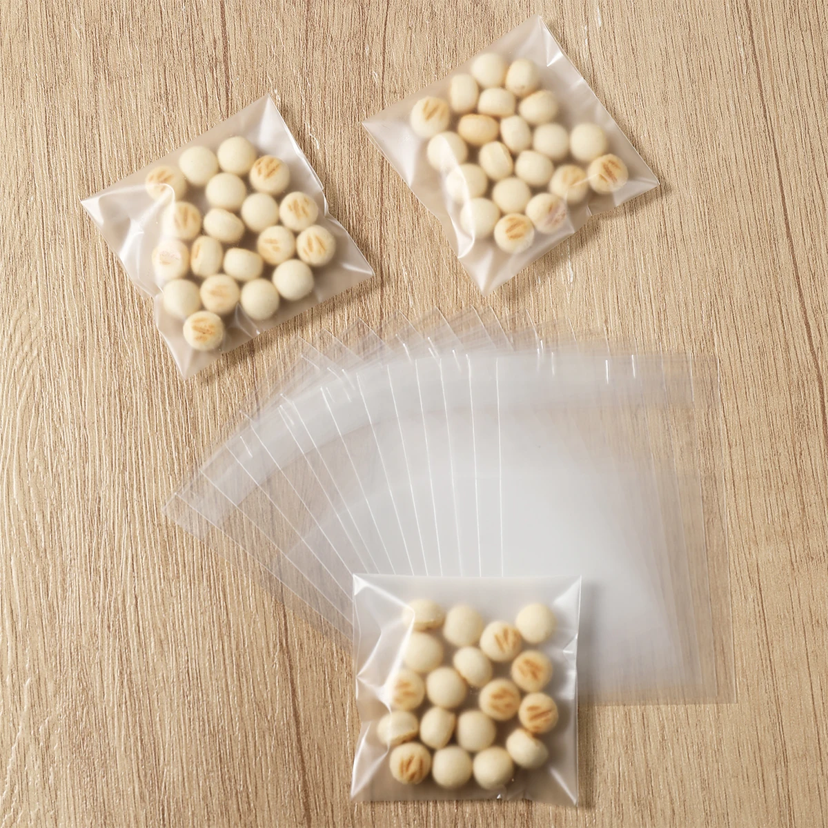 100 Uds. Bolsas Opp esmeriladas, bolsa autoadhesiva transparente, bolsas de almacenamiento de galletas y dulces hechas a mano para fiesta de cumpleaños, embalaje de regalo DIY - imagen 3