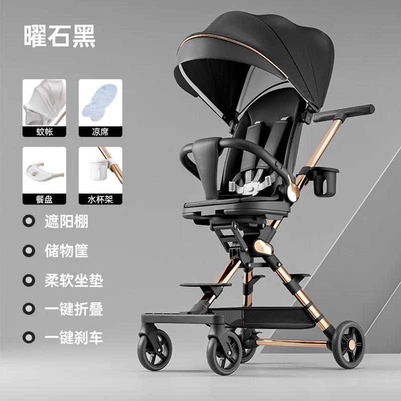 Cochecitos de bebé ligeros y plegables con vista alta, se pueden sentar o tumbarse, cochecitos de bebé, cochecitos para niños - imagen 3