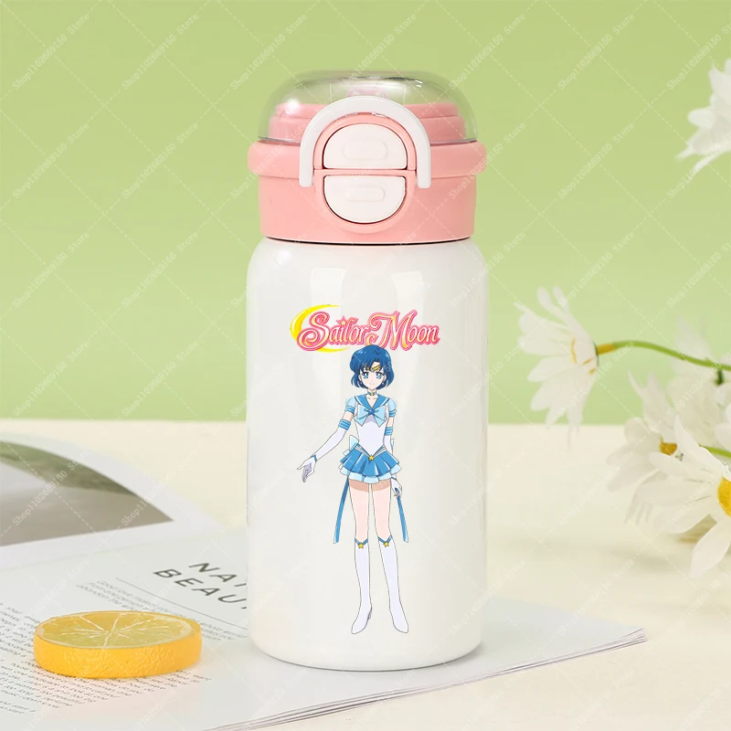 Sailor Moon-frasco de vacío de invierno para niños, botella de agua bonita de dibujos animados para niña, contenedor de taza portátil de Anime, tazas de acero inoxidable - imagen 4