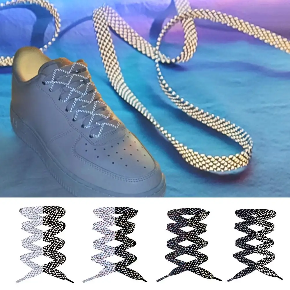 Cordones reflectantes reflectantes de doble cara, diseño plano, cordones luminosos oscuros, coloridos, reflectantes, Color blanco y negro - imagen 2