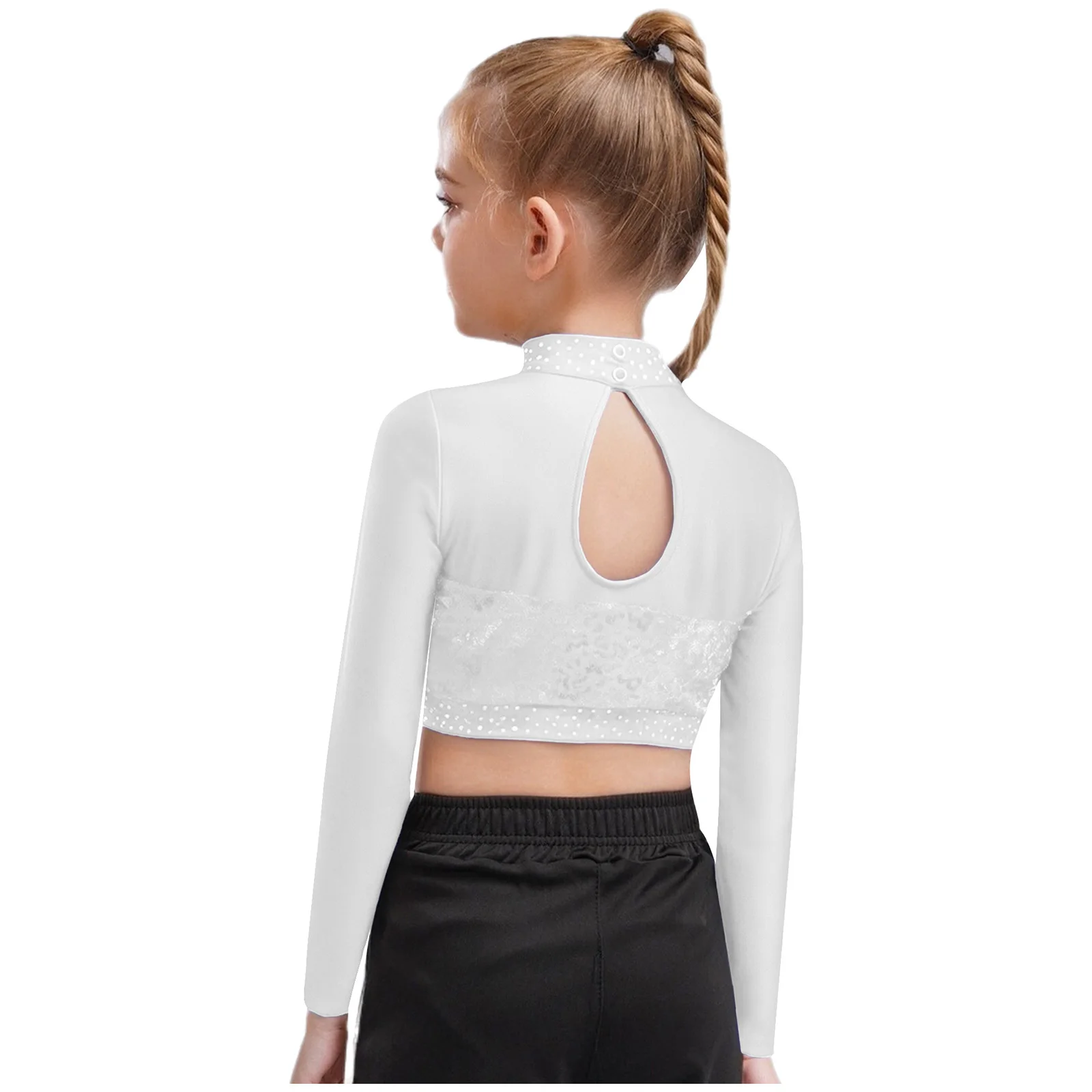 Top corto de baile con lentejuelas para niñas – Estilo Jazz Hip Hop - imagen 5