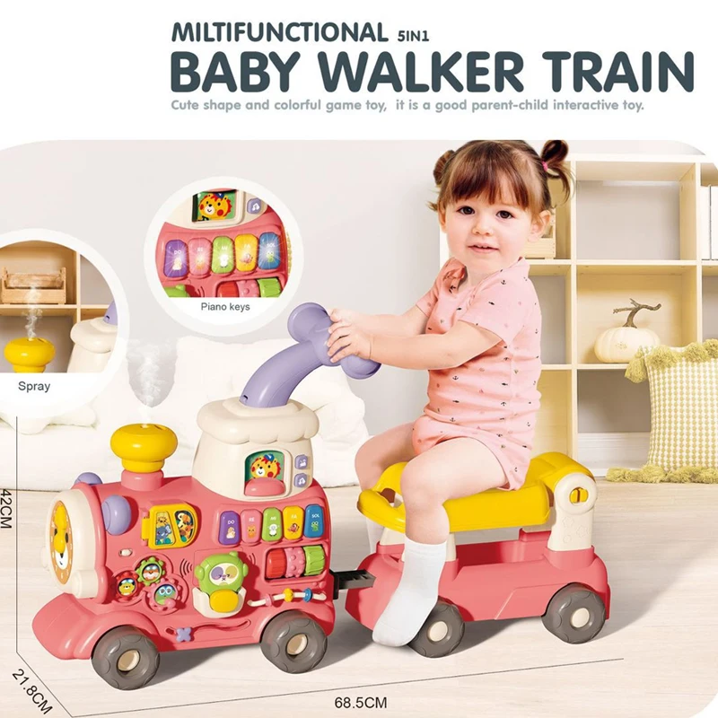 Andador para bebé, tren multifunción, carrito para niños pequeños, Andador Musical, empuje manual, Andador educativo temprano, juguetes para caminar de aprendizaje para bebé - imagen 2