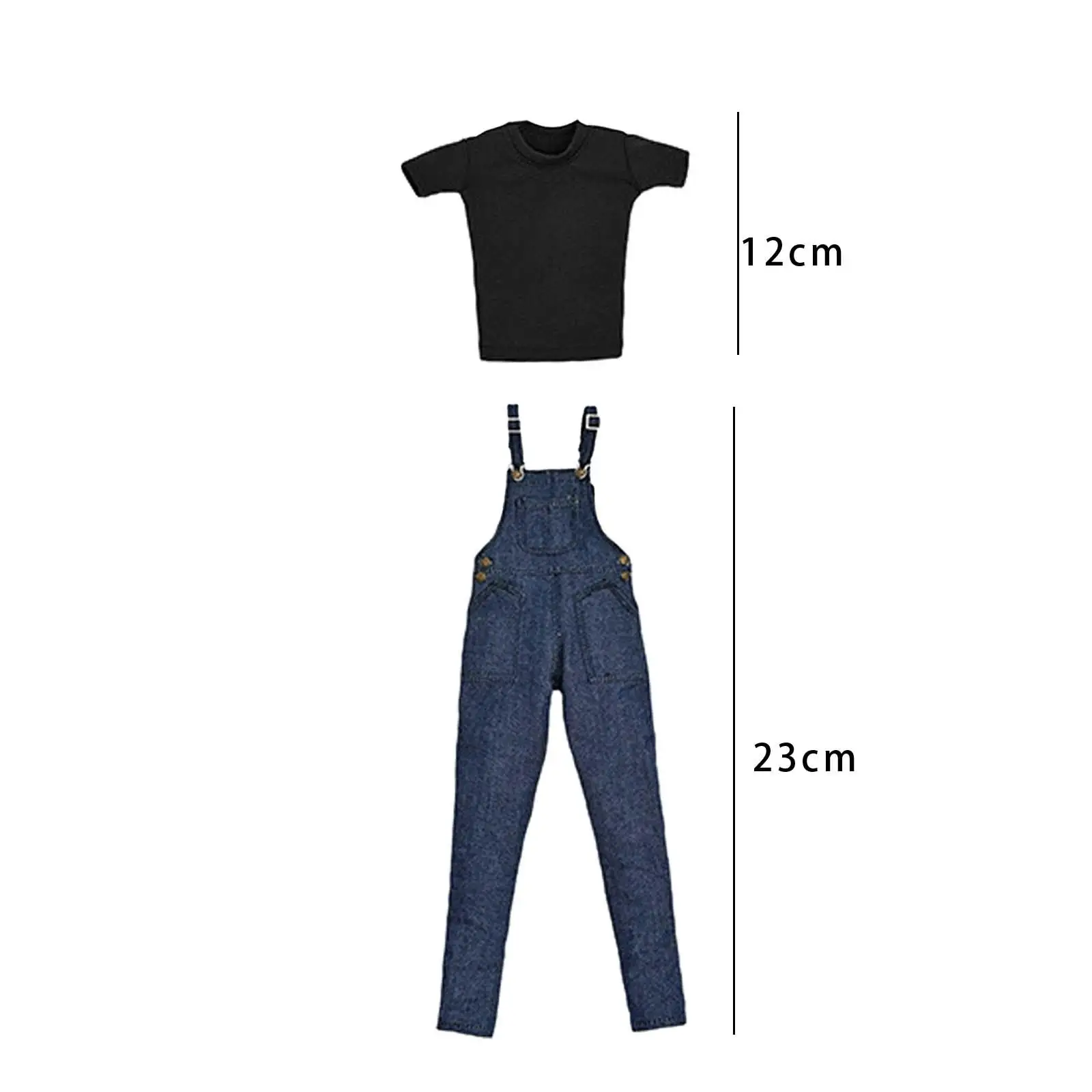 2x 1/6 Female T Shirt and Suspender Jeans Miniature Clothing Handmade Doll Clothes for 12