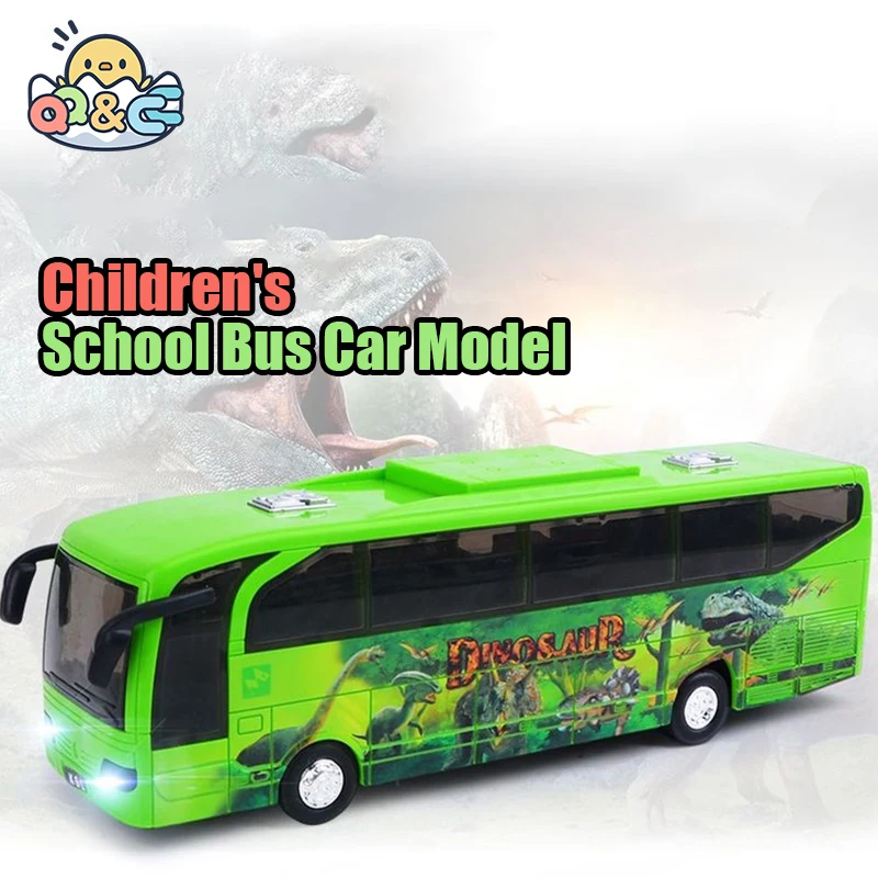 Modelo de coche de autobús escolar para niños, música ligera, vehículo de policía del Campus inercial, simulación, juguetes para niños, regalo para niños