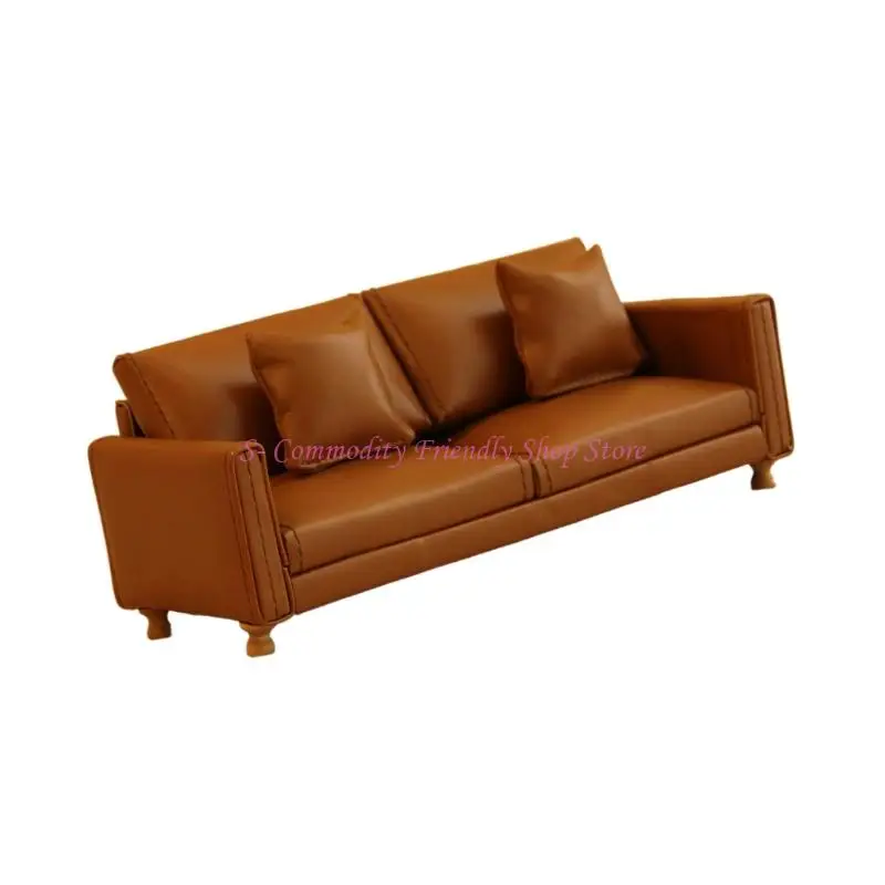 85AE realista 1/12 casa muñecas sofá modelo estatuilla moderna PU sofá casa muñecas exhibición - imagen 5