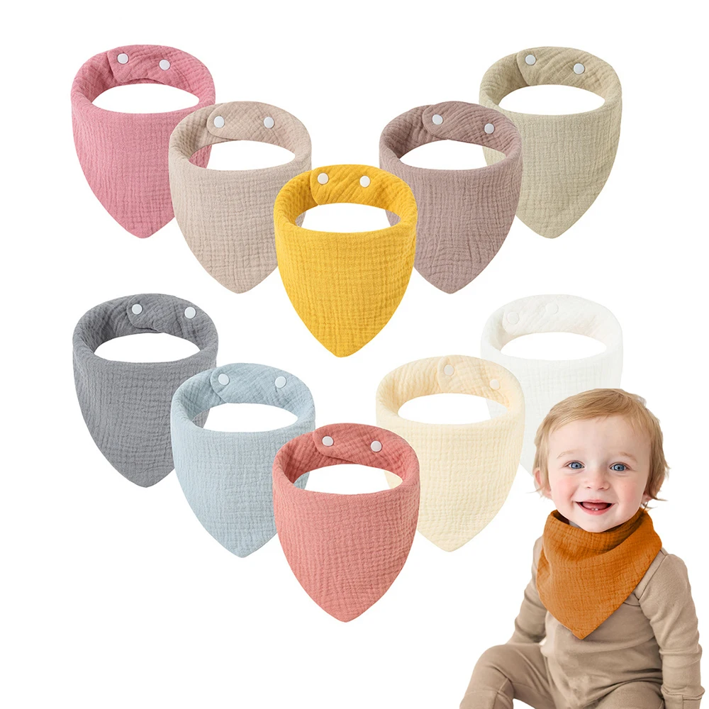 Baberos para bebé de 3 uds., Baberos suaves, absorbentes para babar y comer con cierre de botón, colores mezclados, ideales para bebés y niños pequeños, Baberos sólidos