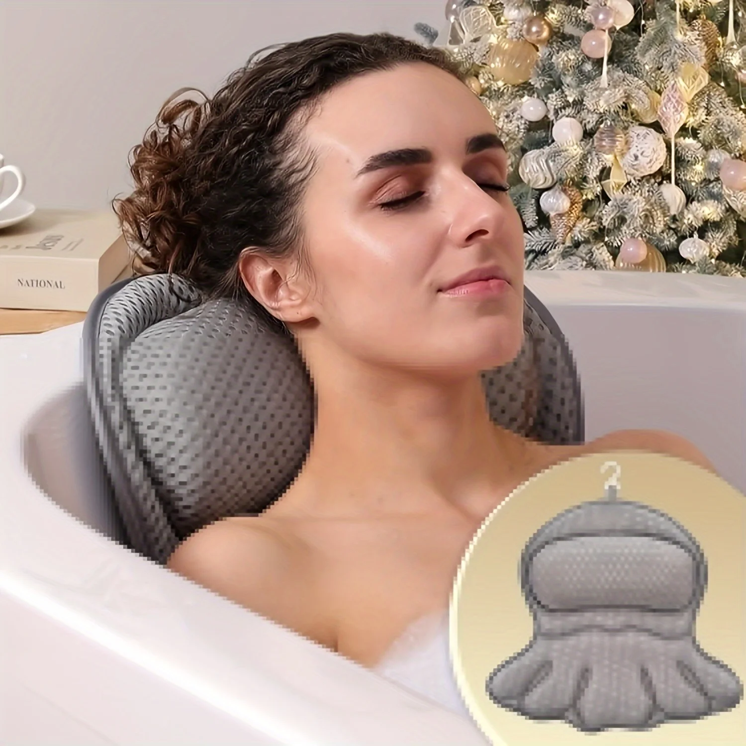 Almohada de baño para bebé con ventosas – Malla transpirable lavable - imagen 2