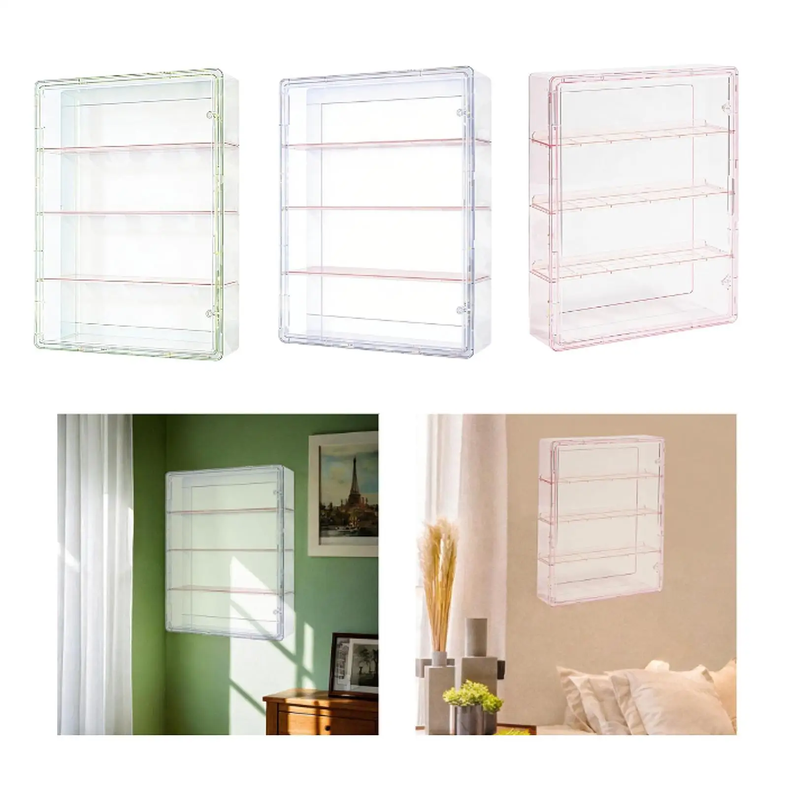 Vitrina para organizador de figuras con divisor, montaje en pared, vitrina de 4 niveles, caja de almacenamiento para muñecas, escaparate para figuras de acción - imagen 2