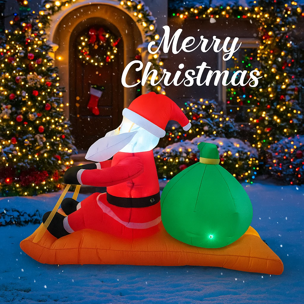 Decoraciones inflables para vacaciones al aire libre, trineo de Papá Noel, decoración de fiesta de patio de Navidad, luces de adorno de Navidad, juguetes para el hogar, 6,5 pies - imagen 4