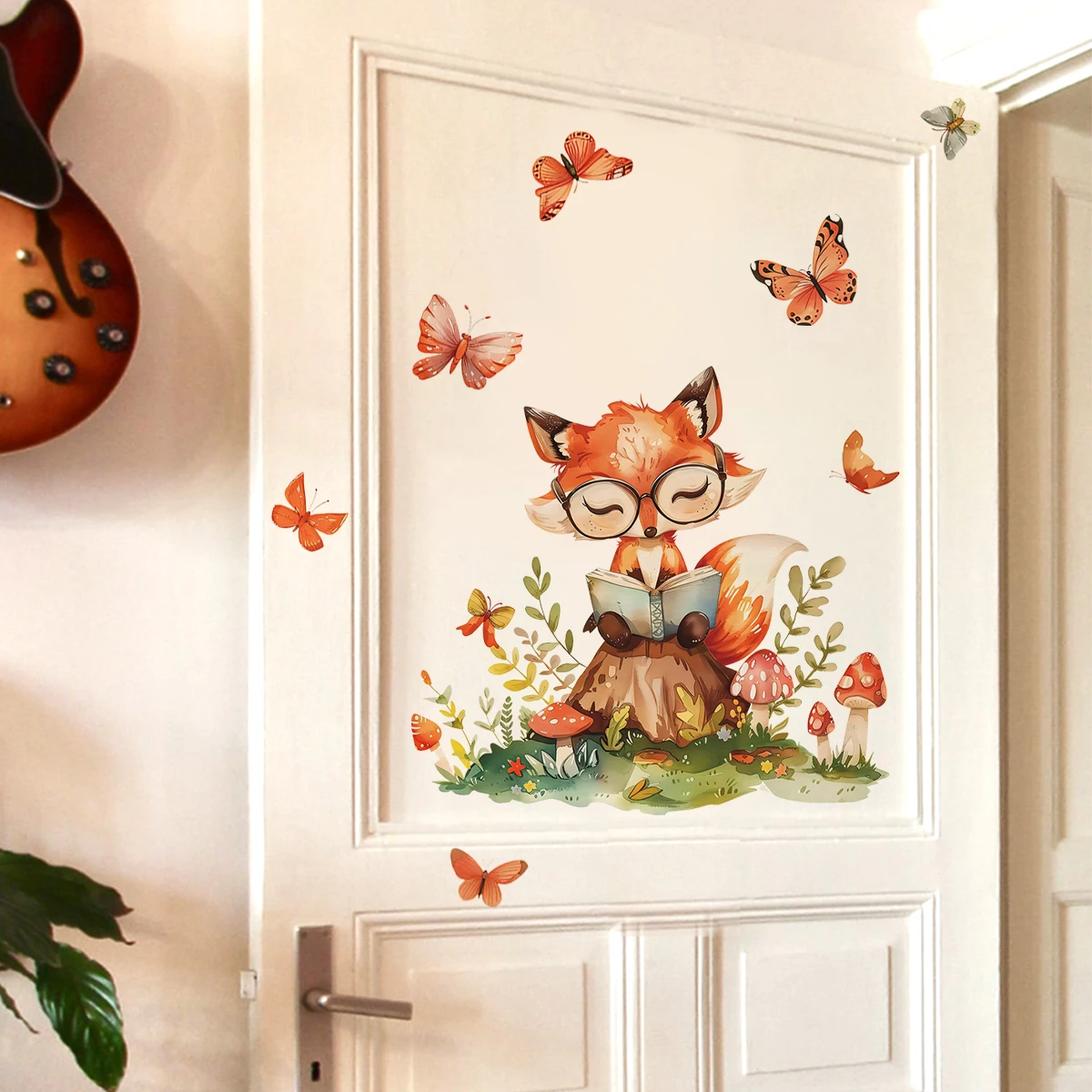 Pegatina pared infantil zorro con mariposas – Vinilo habitación