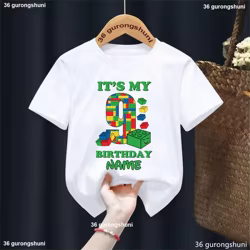 Camiseta personalizada con nombre para niño – Estampado bloques verano