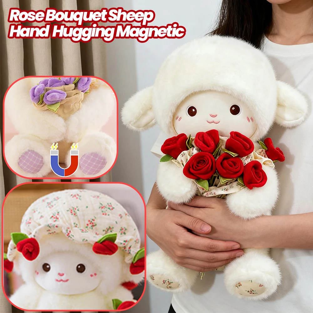 Peluche de cordero con ramo de rosas – Regalo original San Valentín